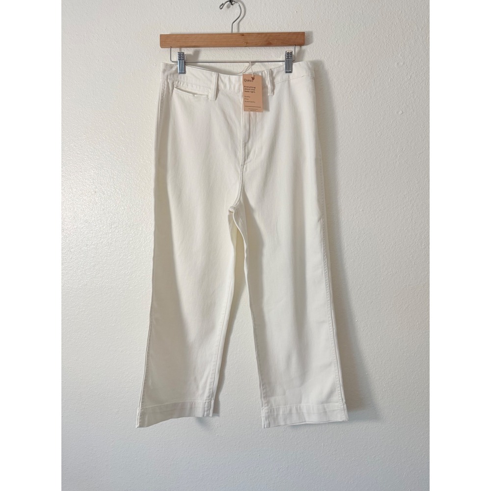 Quince Organic Cotton Wide-Leg Crop Pants Ivory Size 30 NWT